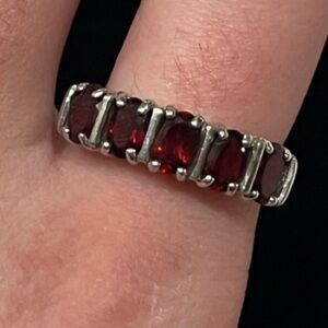 Sterling silver red garnet ring